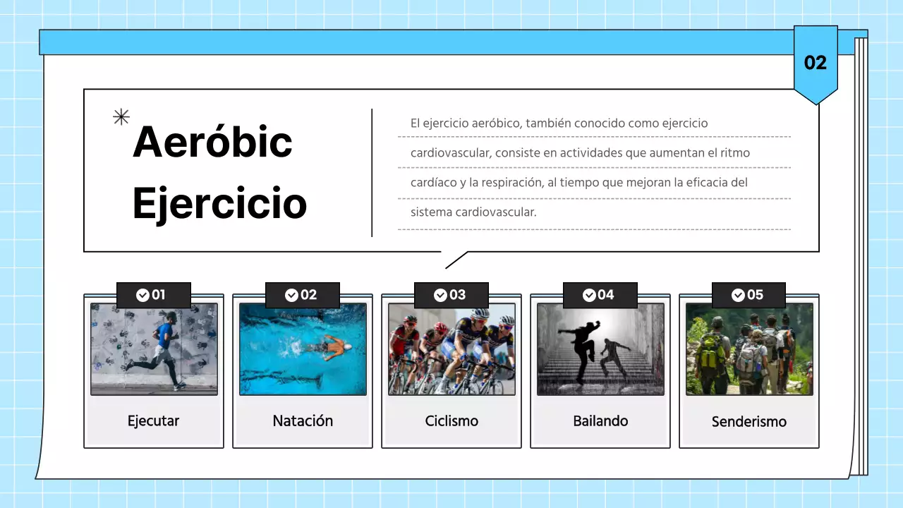 Material didáctico de salud para ejercicios sencillos de color azul claro