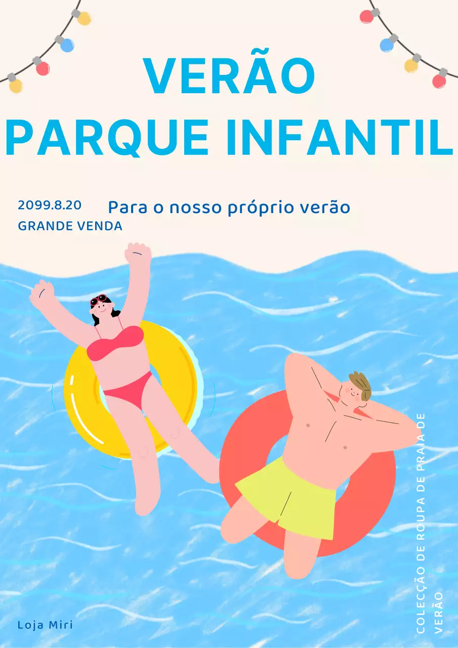Promover uma loja de fatos de banho gira em azul claro