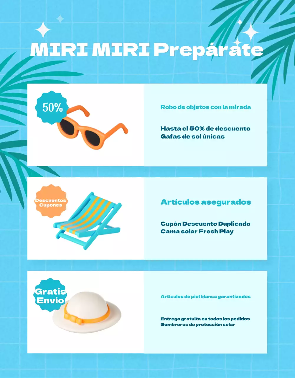 Promocione un evento con artículos vintage de verano en azul claro