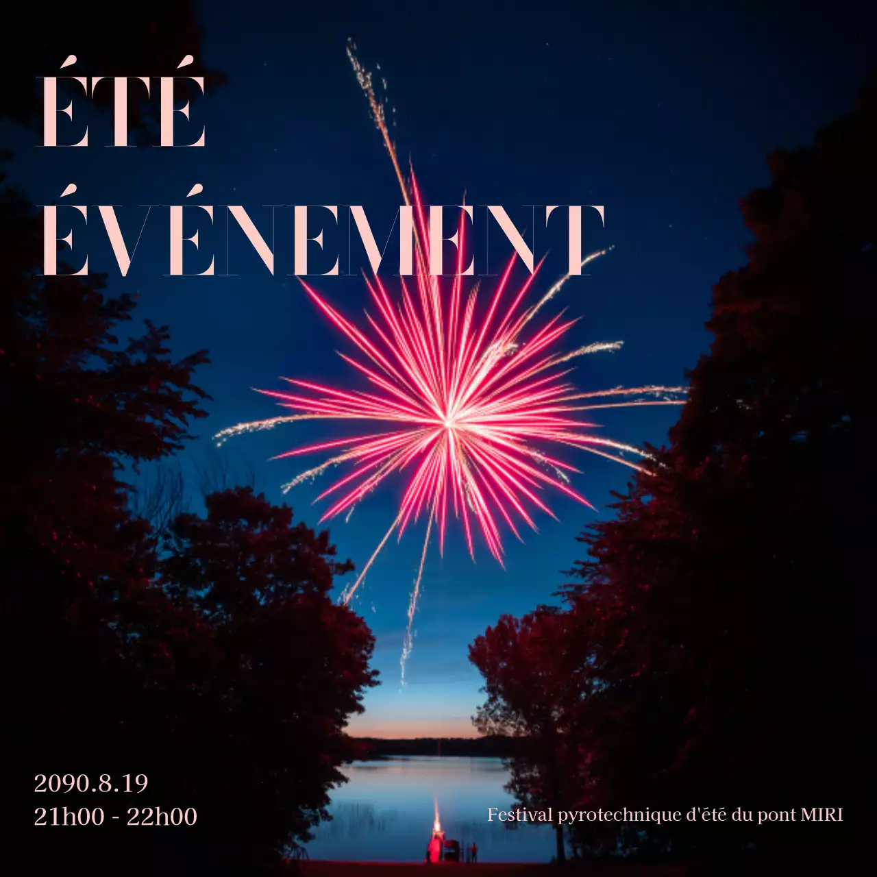 Un simple post de festival de nuit d'été en bleu marine et rose