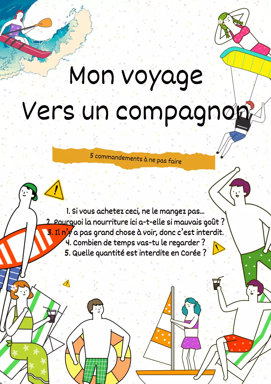 Voyage tropical 5 commandements sur fond blanc