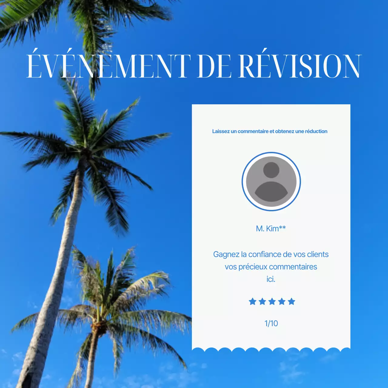 Annonce événementielle simple, d'inspiration estivale, en bleu clair et bleu