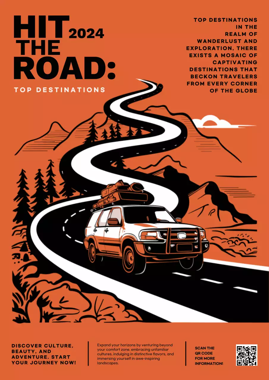 Orange Retro Travel Promotion Poster