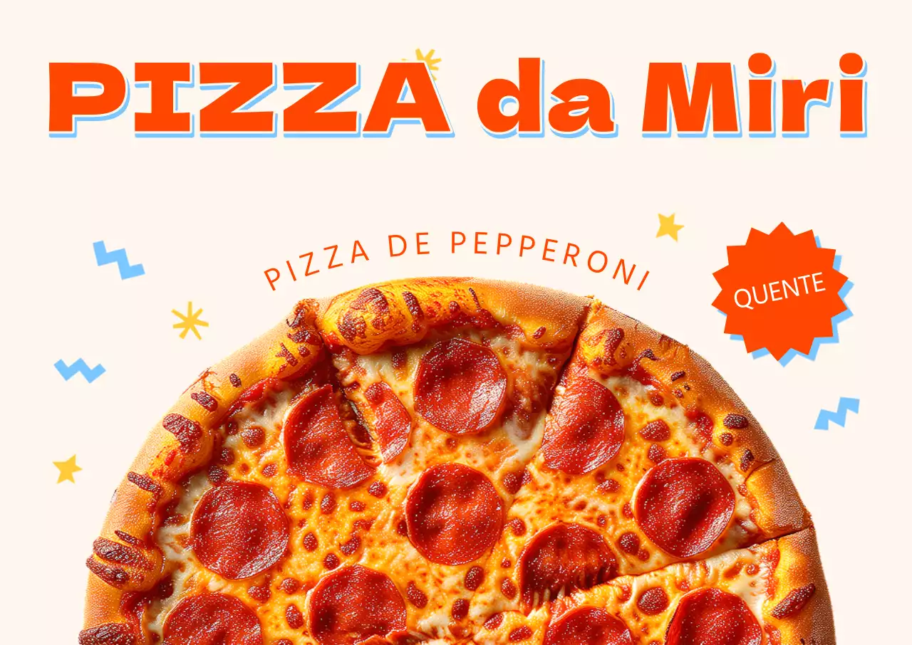 Cartaz tridimensional de pizza com um design pop
