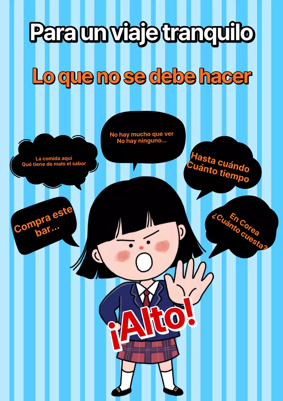 Los 5 mandamientos para viajar en familia en azul claro y naranja @familytravelling.com