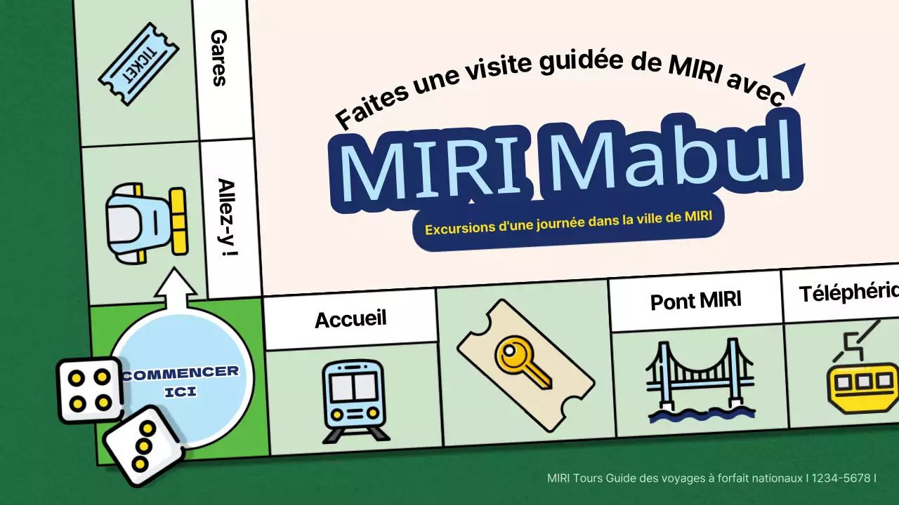 Promouvoir le tourisme domestique à forfait dans un style vert et bleu, à la manière d'un jeu de société, avec une touche d'originalité