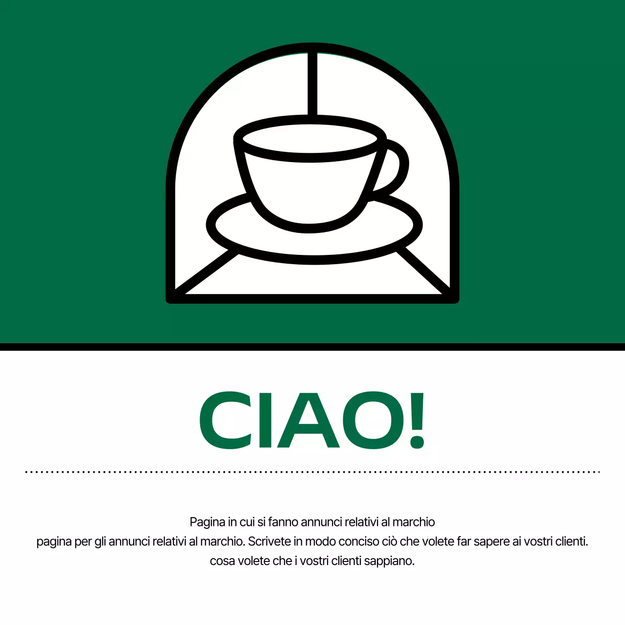 Annunci di caffè moderno verde e bianco
