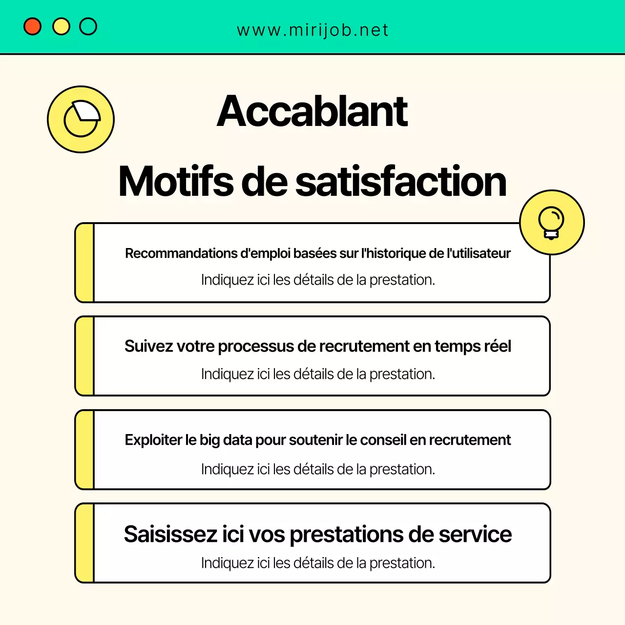 Lettre de motivation pour un emploi correspondant à la tendance, en jaune et bleu