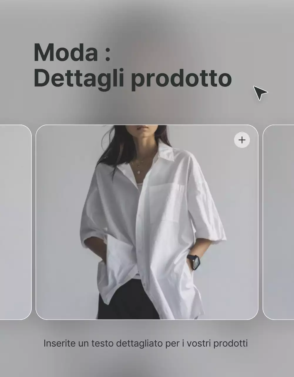 Promuovere descrizioni e dettagli in un centro commerciale di tendenza grigio e azzurro