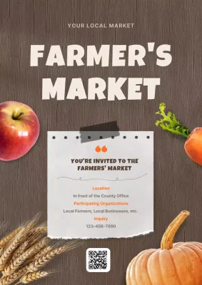 Brown Rustic Market Invitation Poster