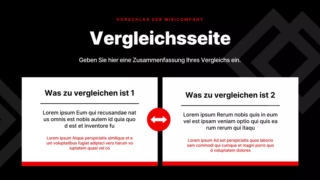 Einfache Unternehmenspräsentation in Rot und Schwarz