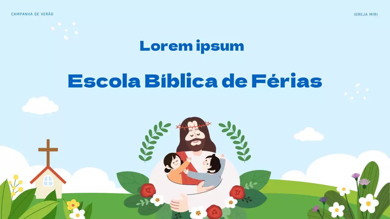 Recursos para a escola bíblica de verão em azul claro e verde