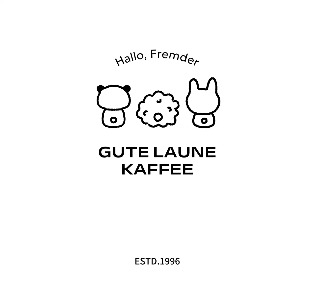 Niedliche Cafe-Ware mit Abbildungen von Tieren von hinten