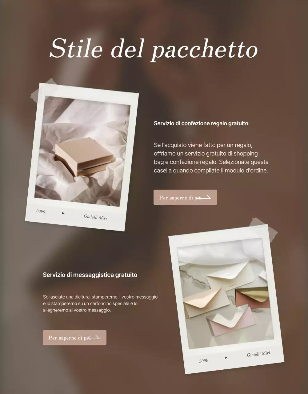 Promuovete la vostra pagina di controllo dei gioielli con i colori marrone e beige