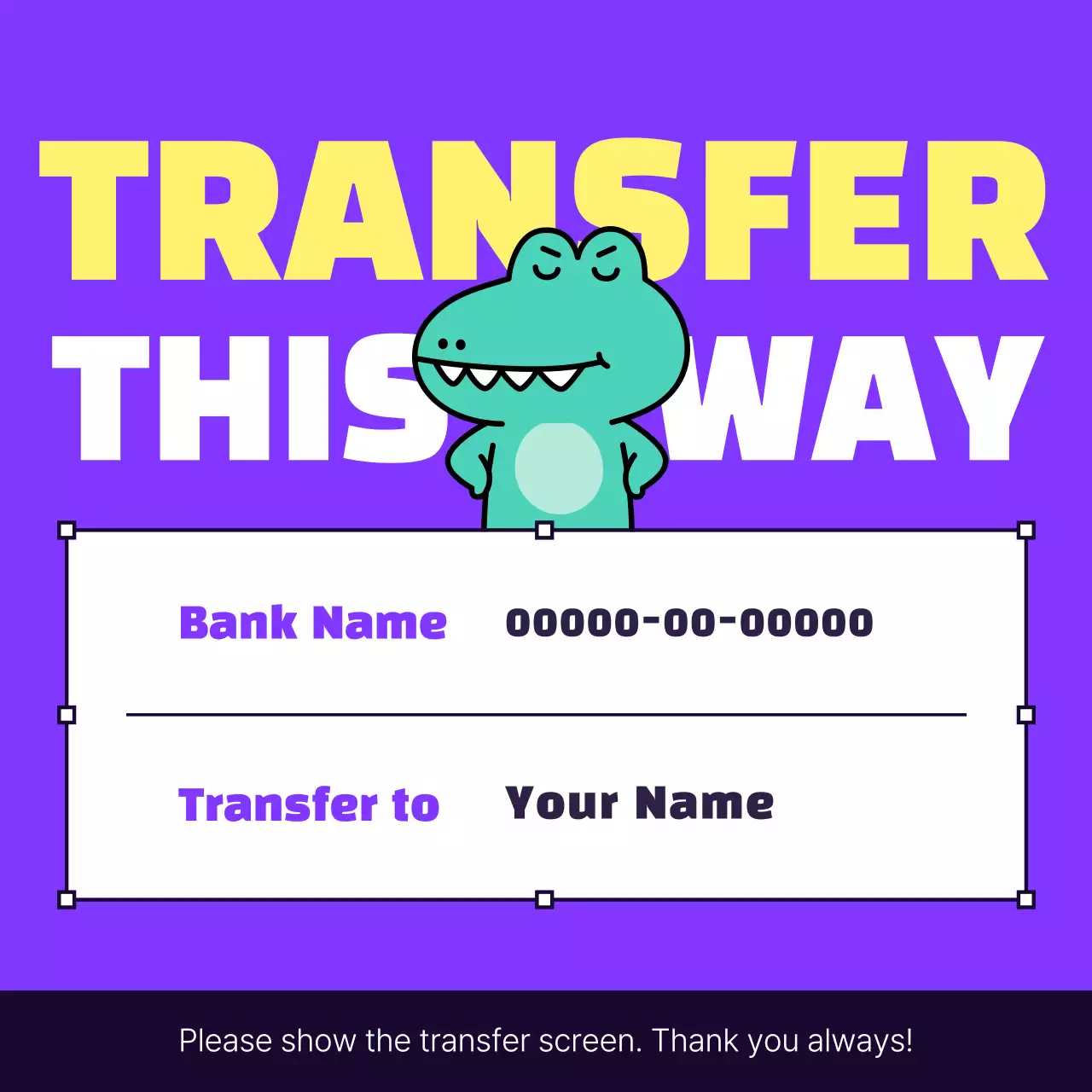 Purple Comic Bank Instruction Social Media Post