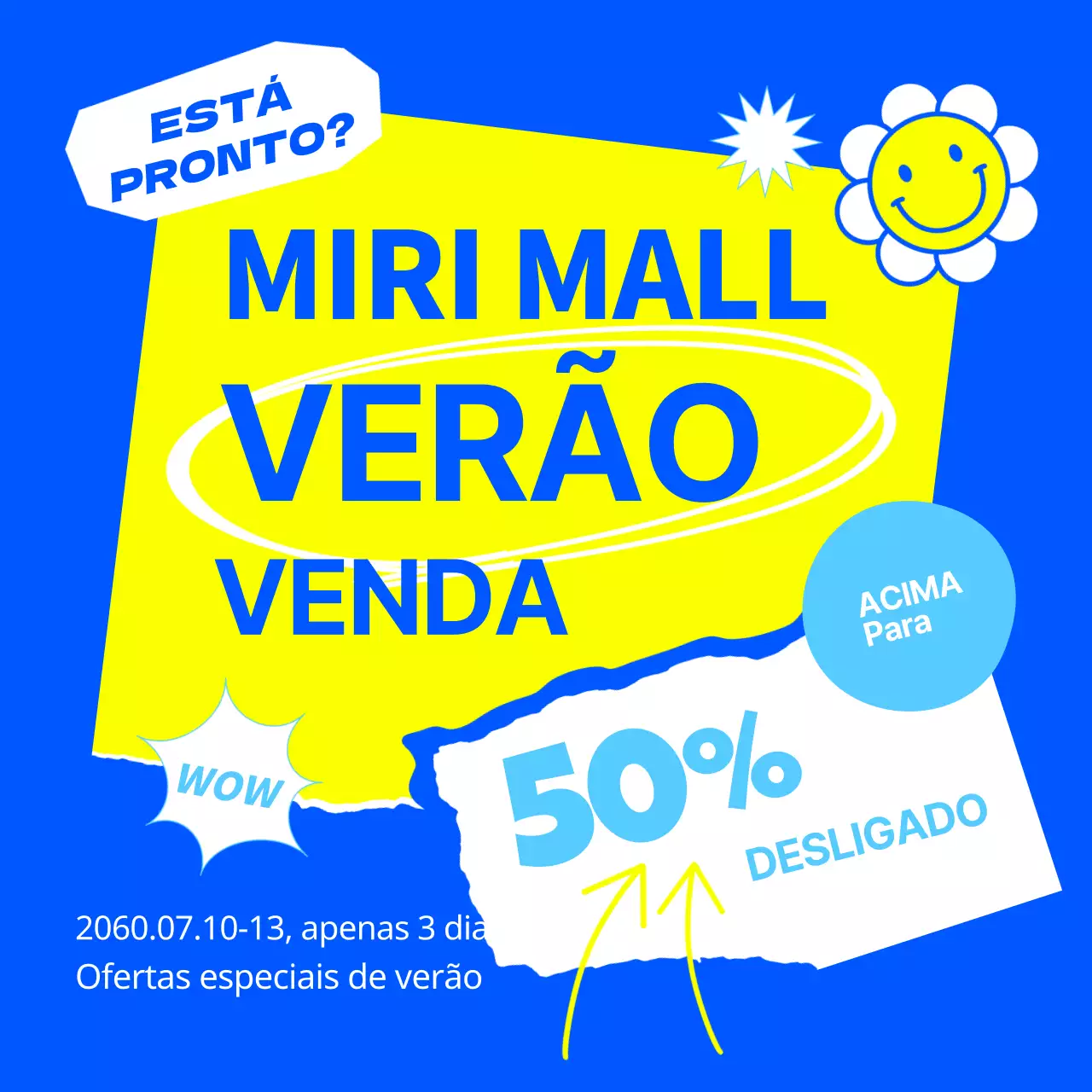 Promover uma venda kitsch em amarelo e azul