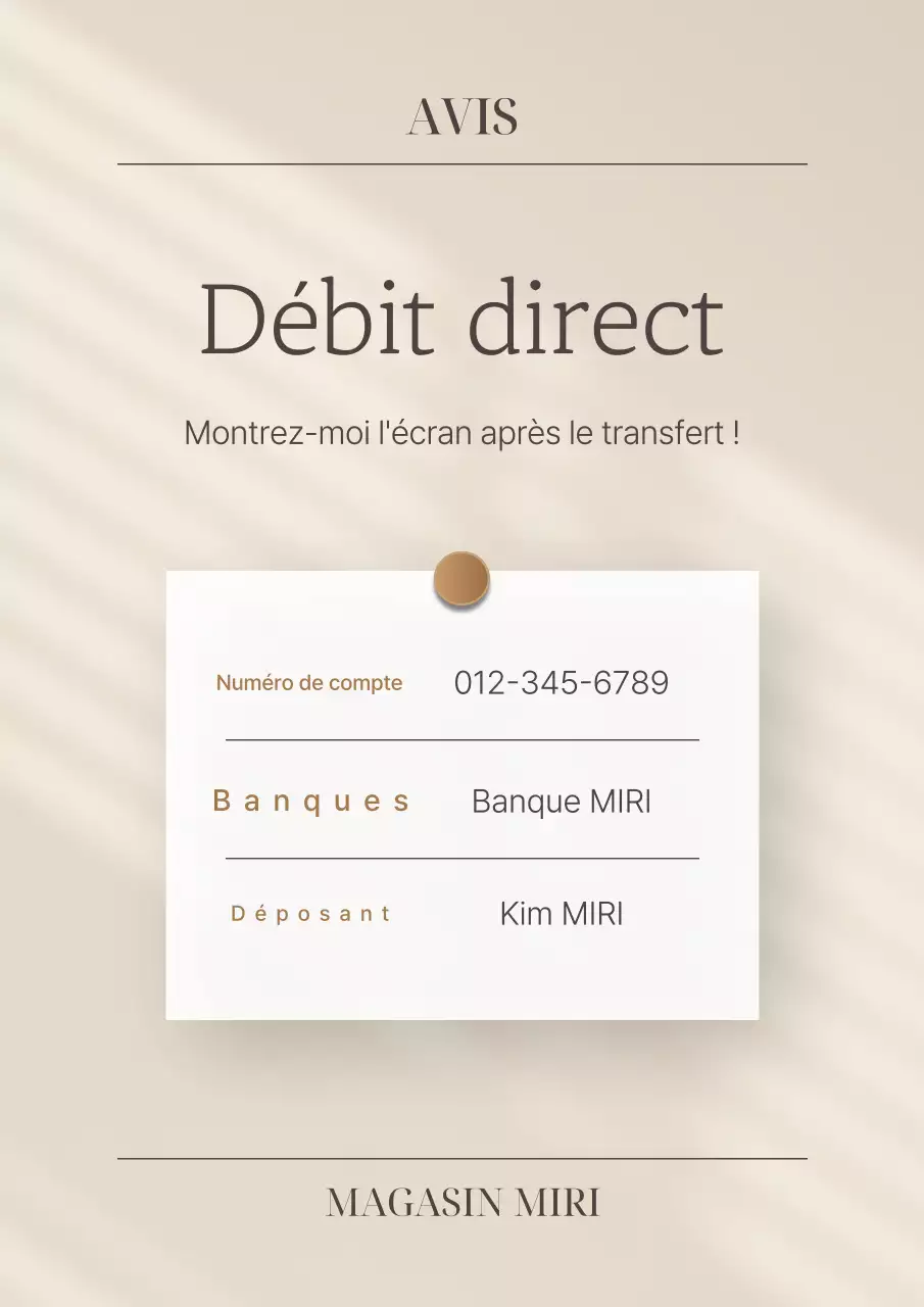 Une simple annonce de dépôt direct en beige et ivoire