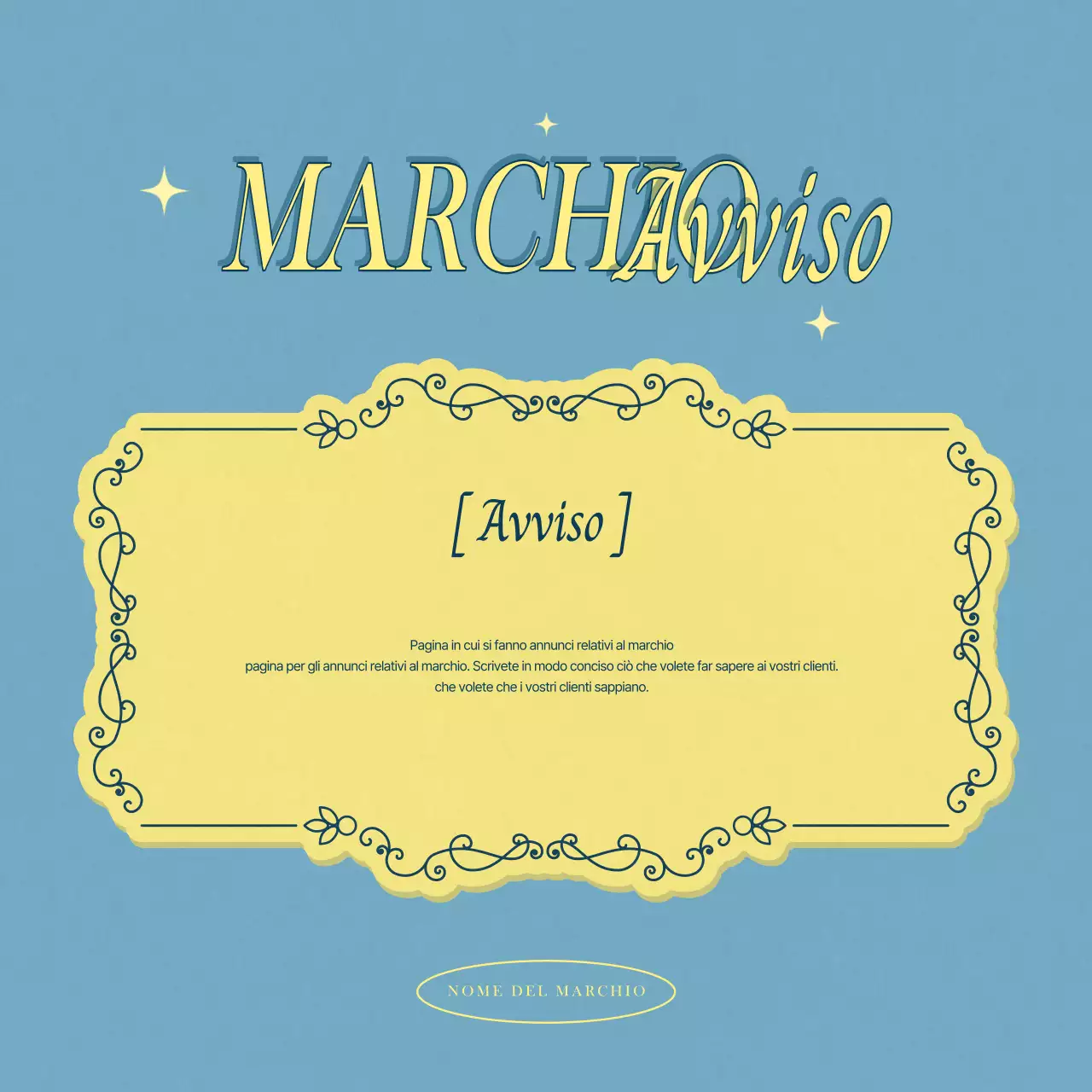 Semplici annunci per negozi in azzurro e giallo