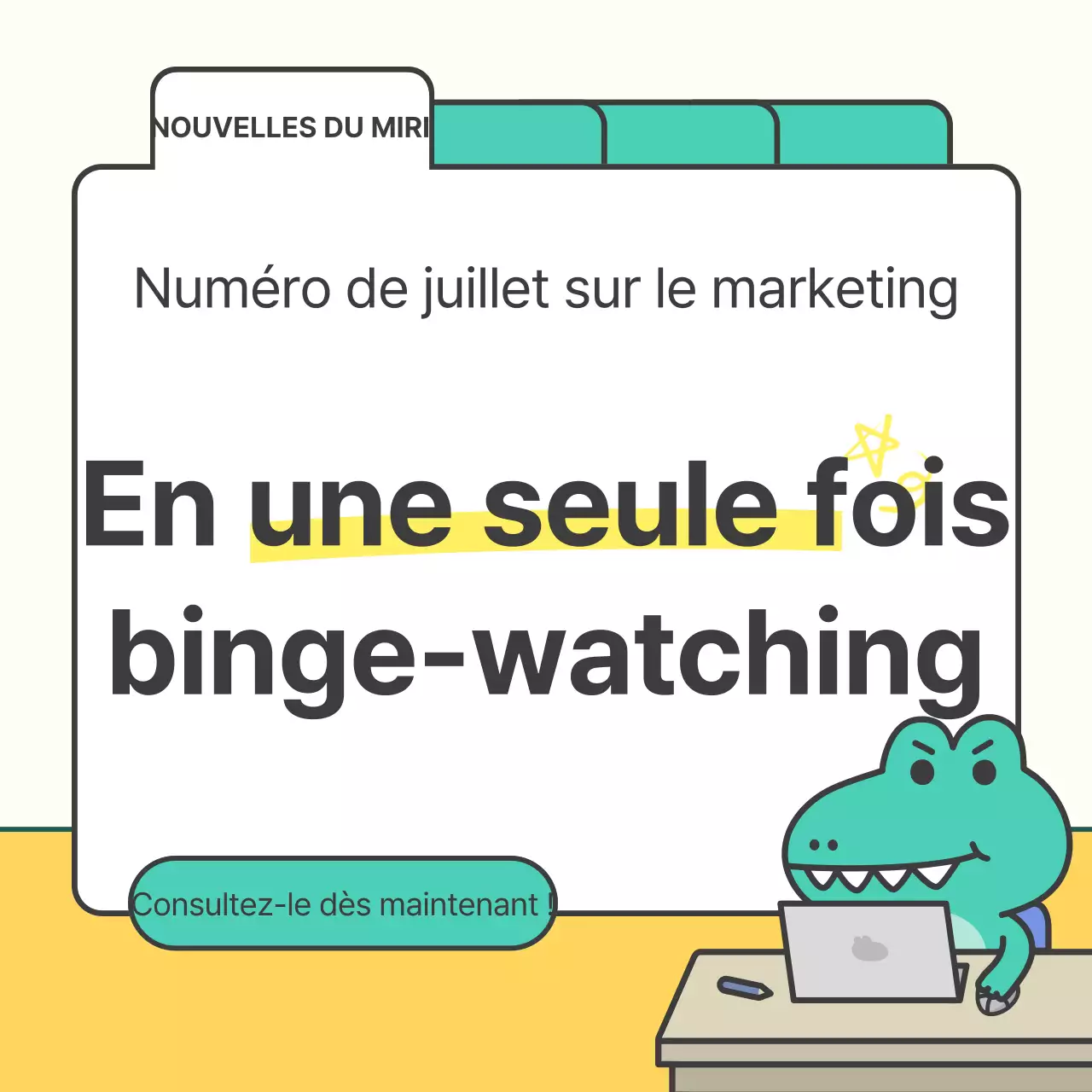 Une brève annonce marketing kitsch jaune et menthe de la semaine