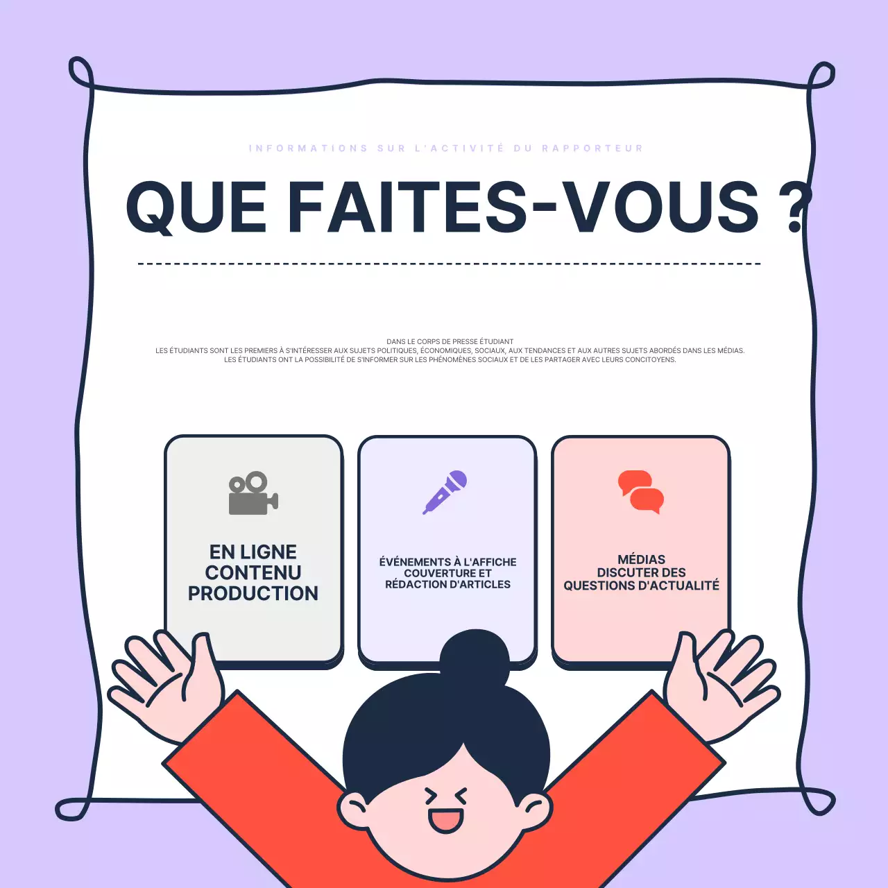 Promouvoir le recrutement de journalistes étudiants branchés en mauve et en rouge