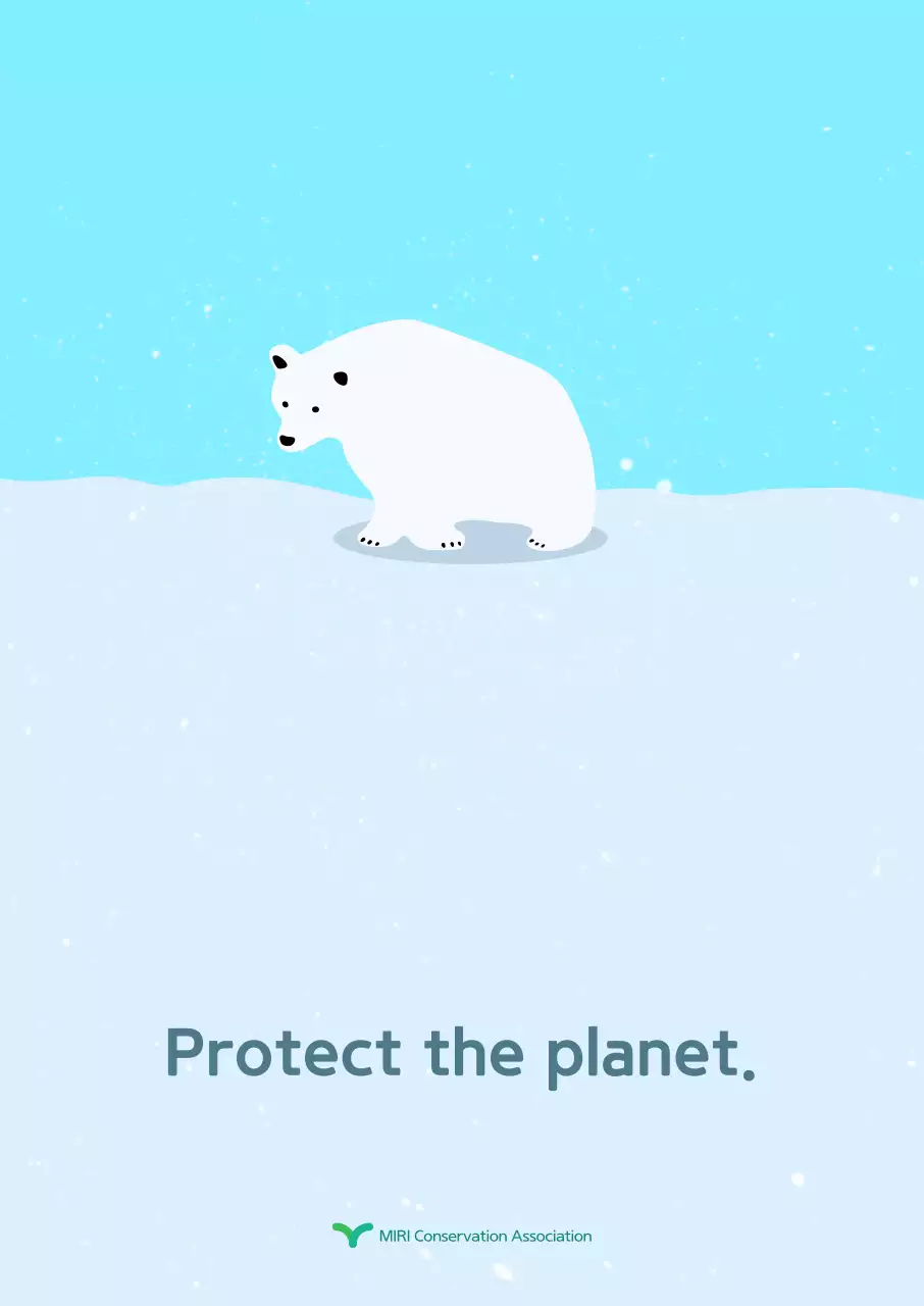 Polar bear conservation three-dimensional poster with flat design