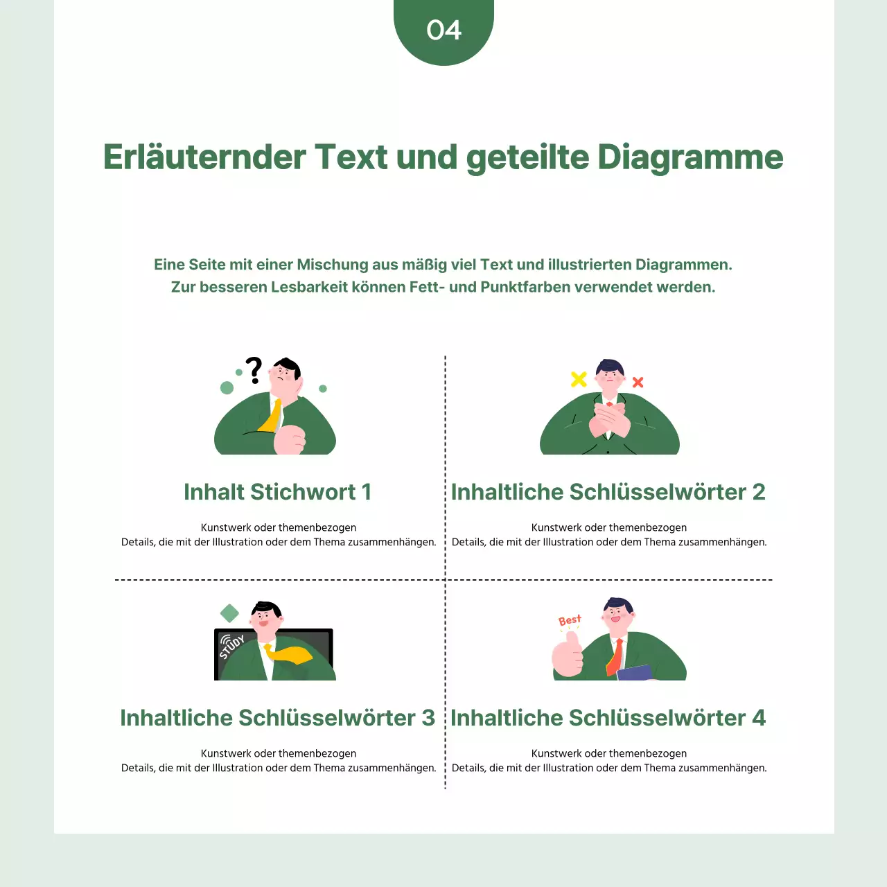 Eine einfache Geschäftspost in Grün und Weiß