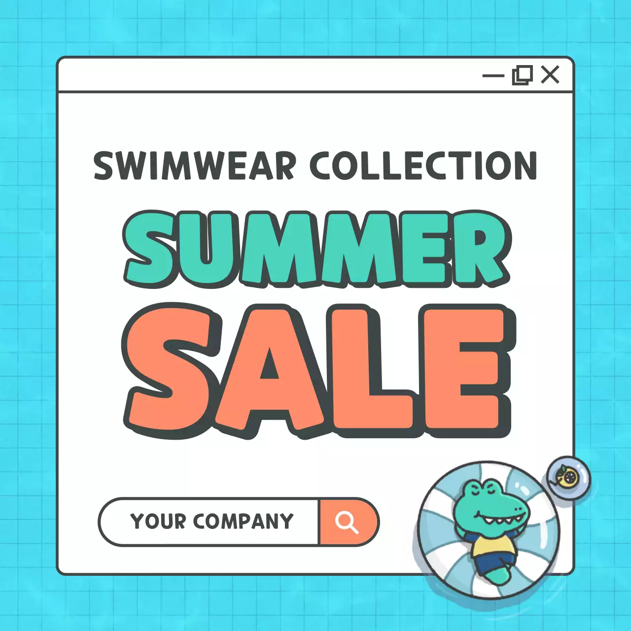 Blue Trendy Swimwear Promotion Social Media Post