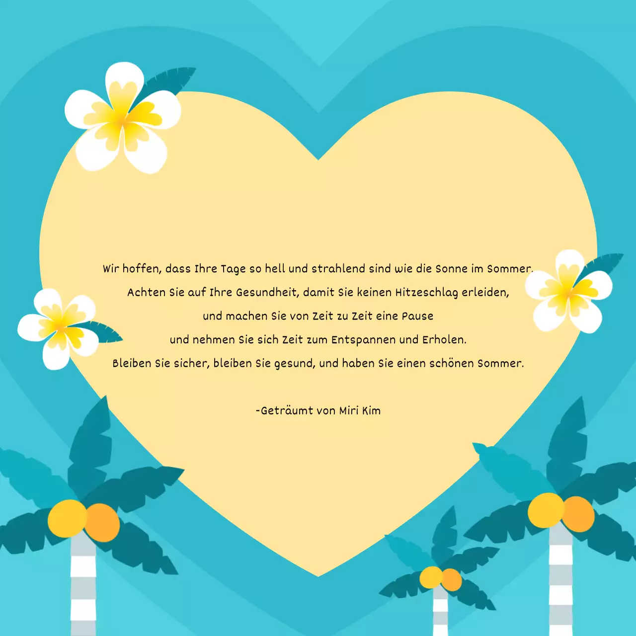 Eine hübsche Sommer-Grußkarte in Hellblau und Weiß