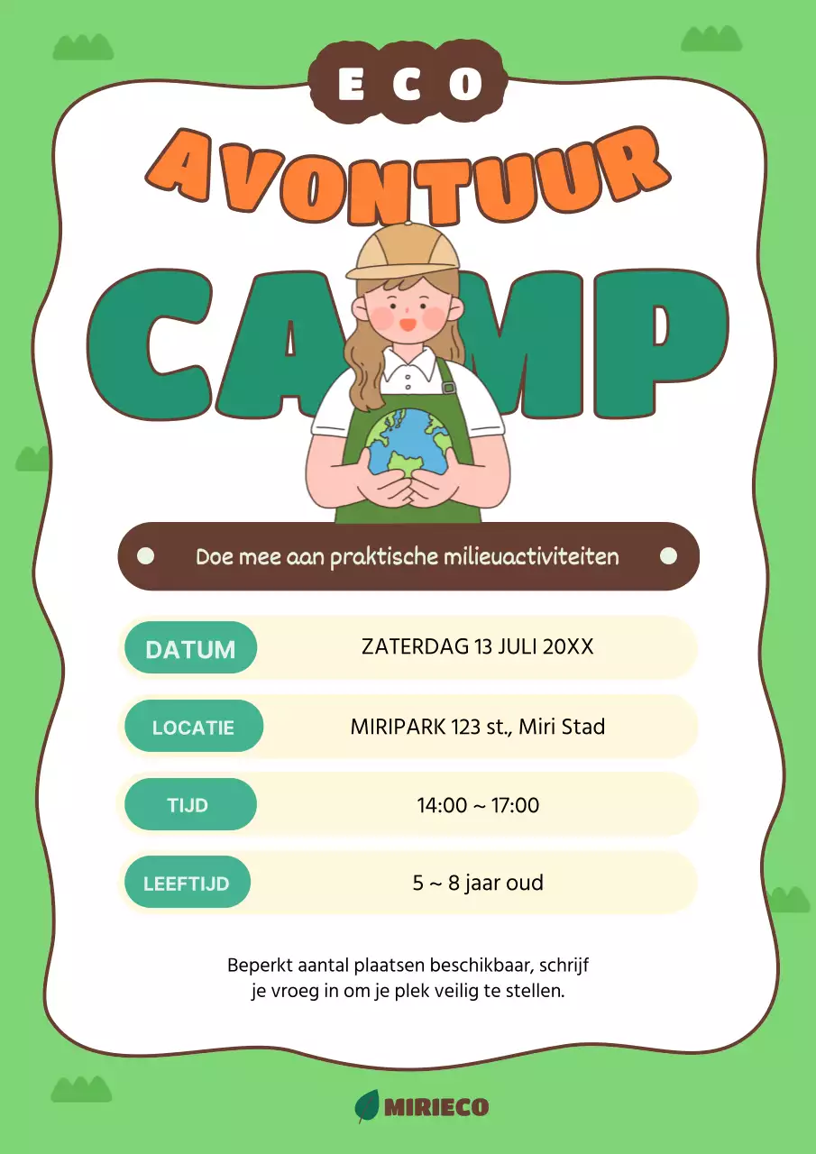 Aankondiging groen en oranje zomerkamp milieuverandering