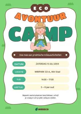 Aankondiging groen en oranje zomerkamp milieuverandering