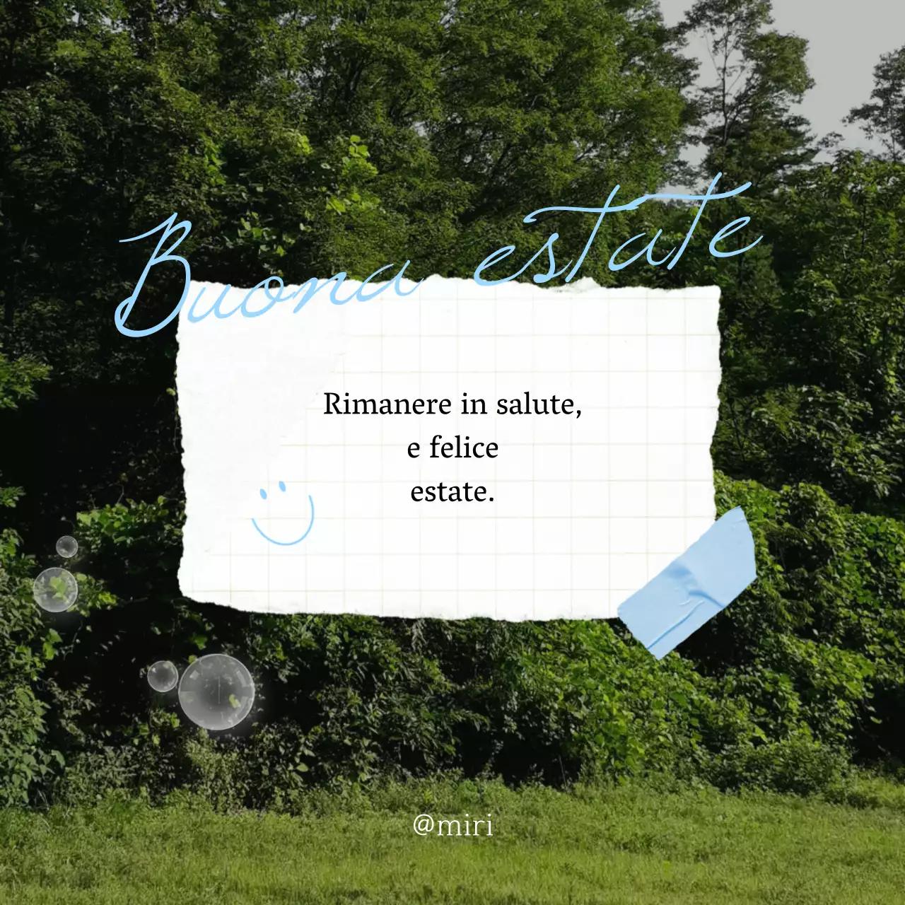 Annuncio kitsch di auguri estivi in bianco e verde