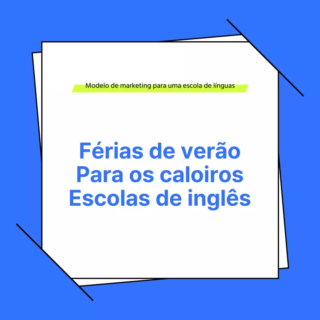 Um prospeto escolar simples em verde-lima e azul