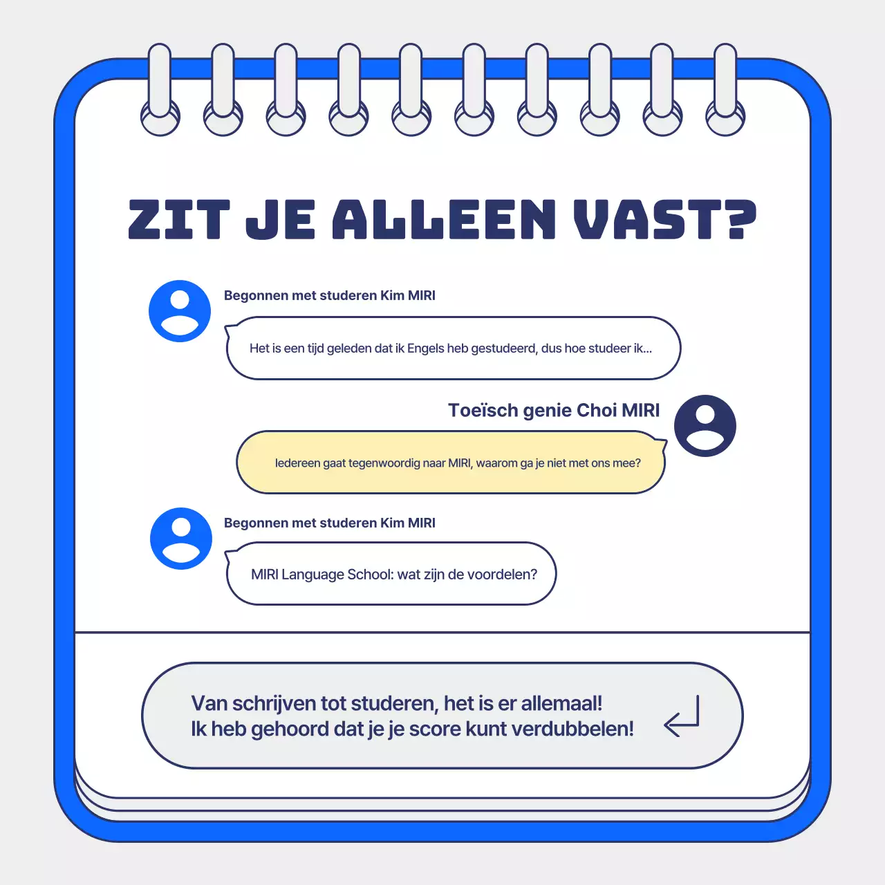 TOEIC-zomercolleges promoten met een blauwe achtergrond