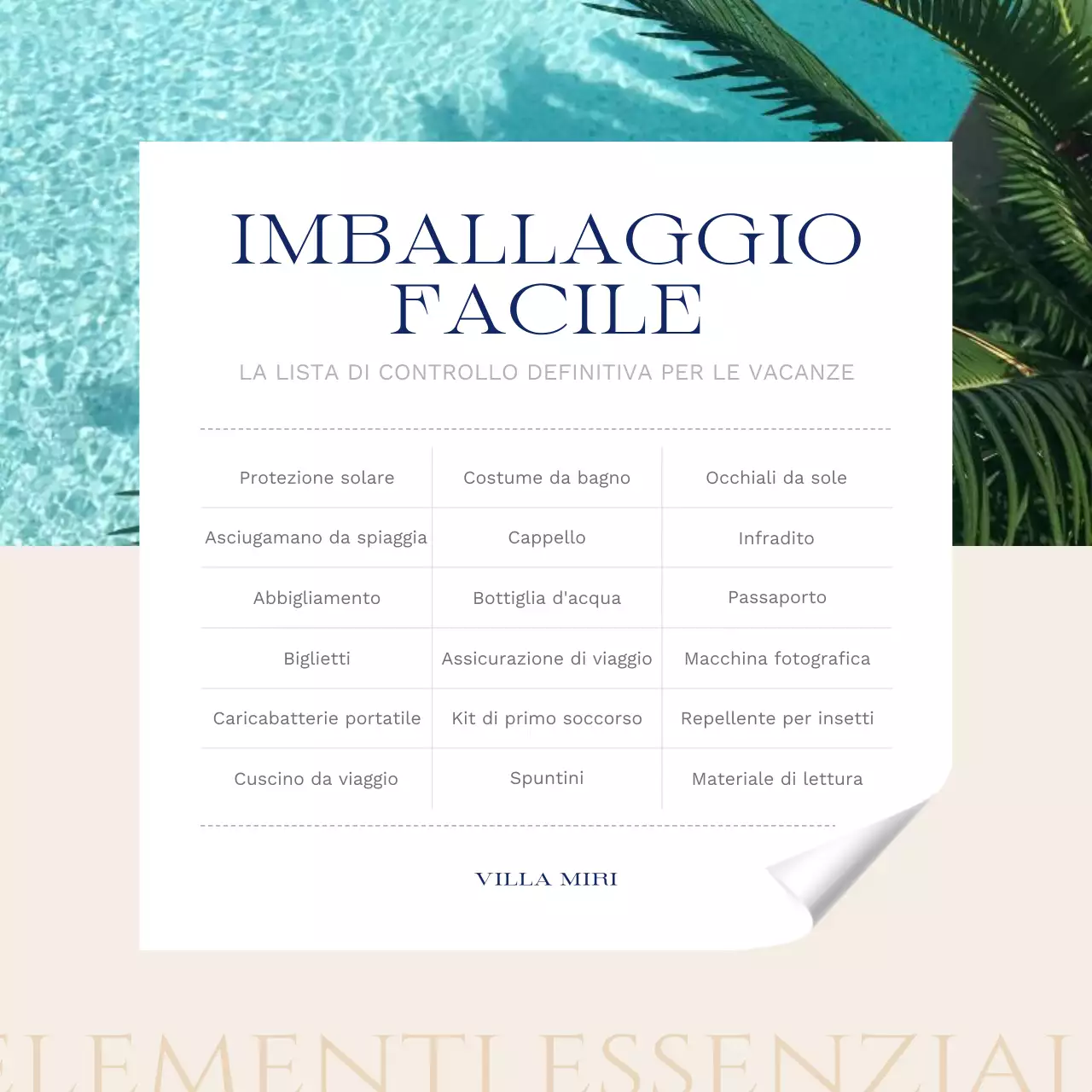 Come fare la valigia per una moderna vacanza estiva in beige e blu