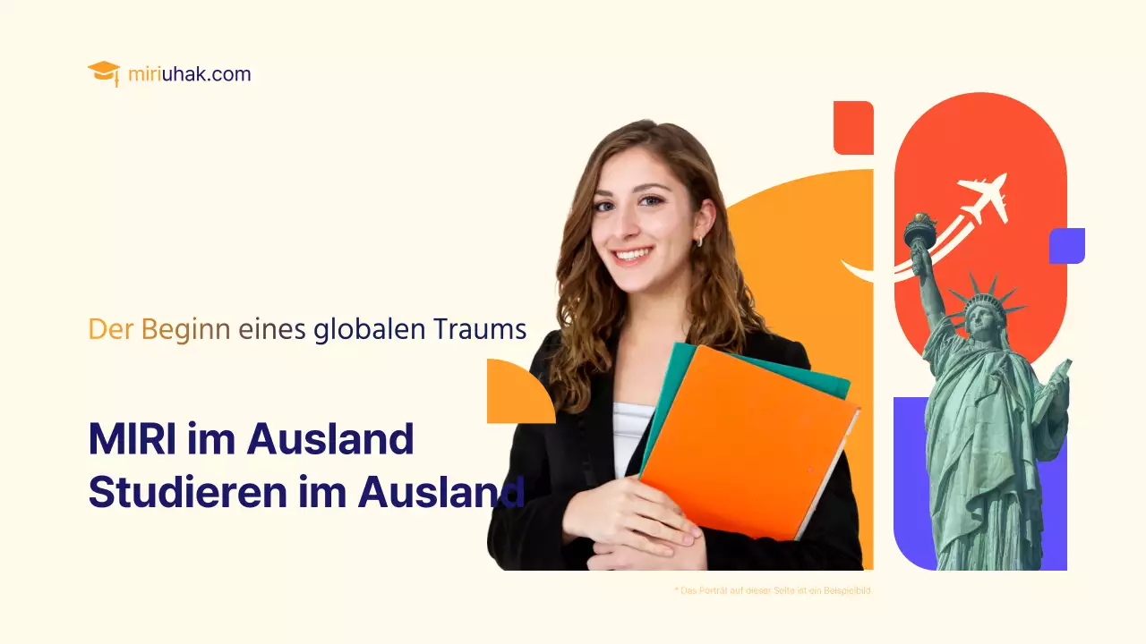 Ein einfacher gelb-orangefarbener Prospekt für ein Auslandsstudium