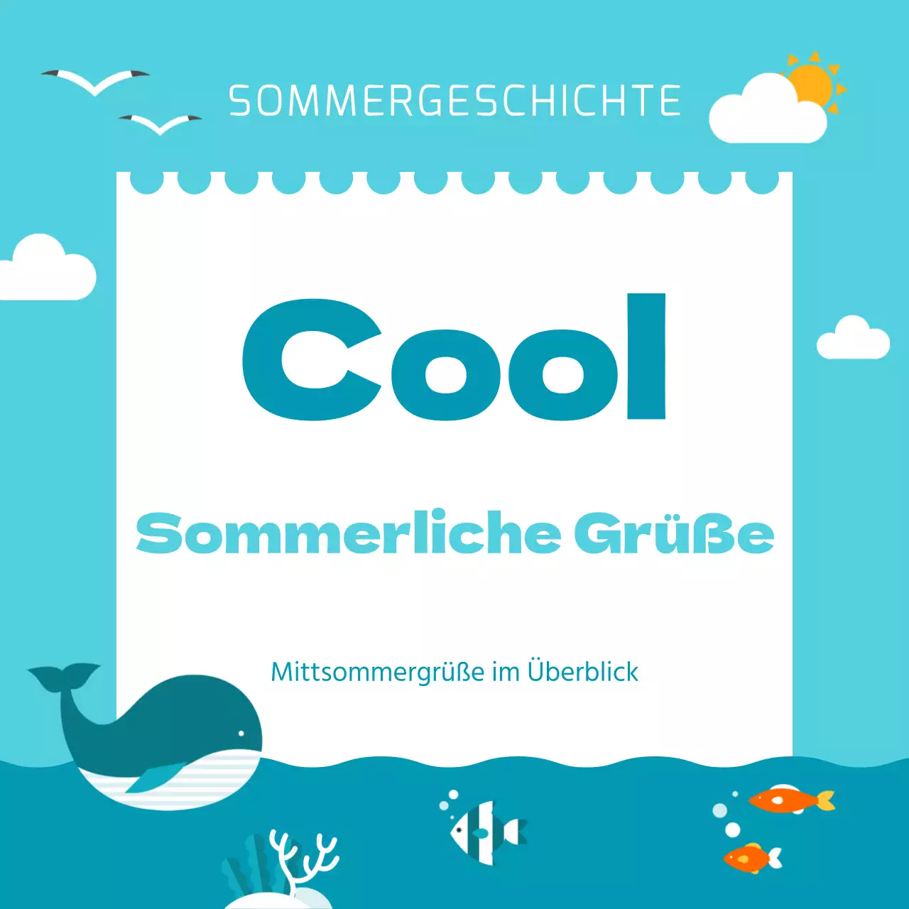 Eine hübsche Sommer-Grußkarte in Hellblau und Weiß