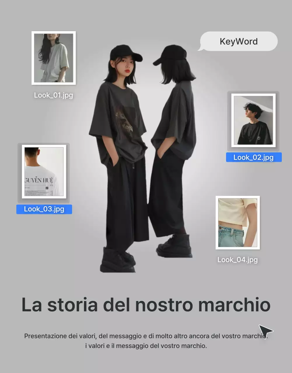 Promuovete la vostra pagina introduttiva in un centro commerciale di moda di tendenza nei colori grigio e azzurro
