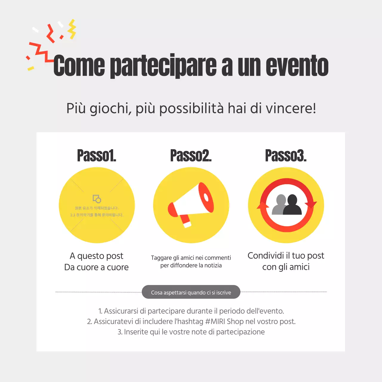 Annuncio di un evento a sfondo giallo per diffondere la notizia