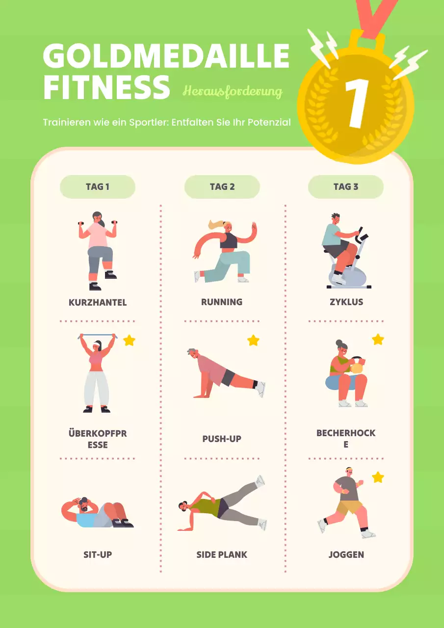 Moderner Workout-Planer in Chartreuse und Gelb