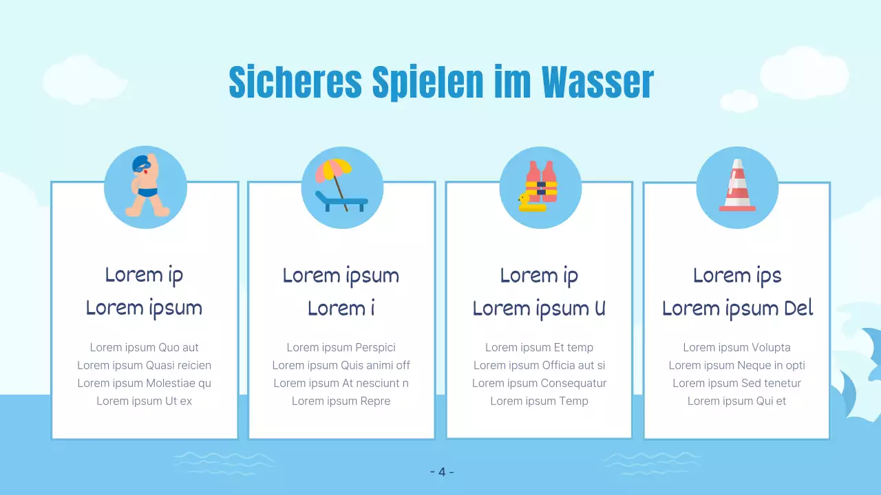 Eine hübsche Präsentation in Blau und Beige für den Sommerurlaub