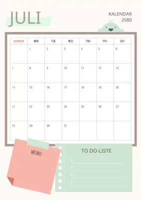 Hübscher Kalender in Rosa und Grün.