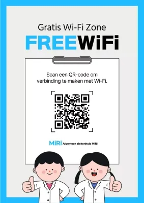 Eenvoudige lichtblauwe en witte Wi-Fi QR code verbindingsaankondiging