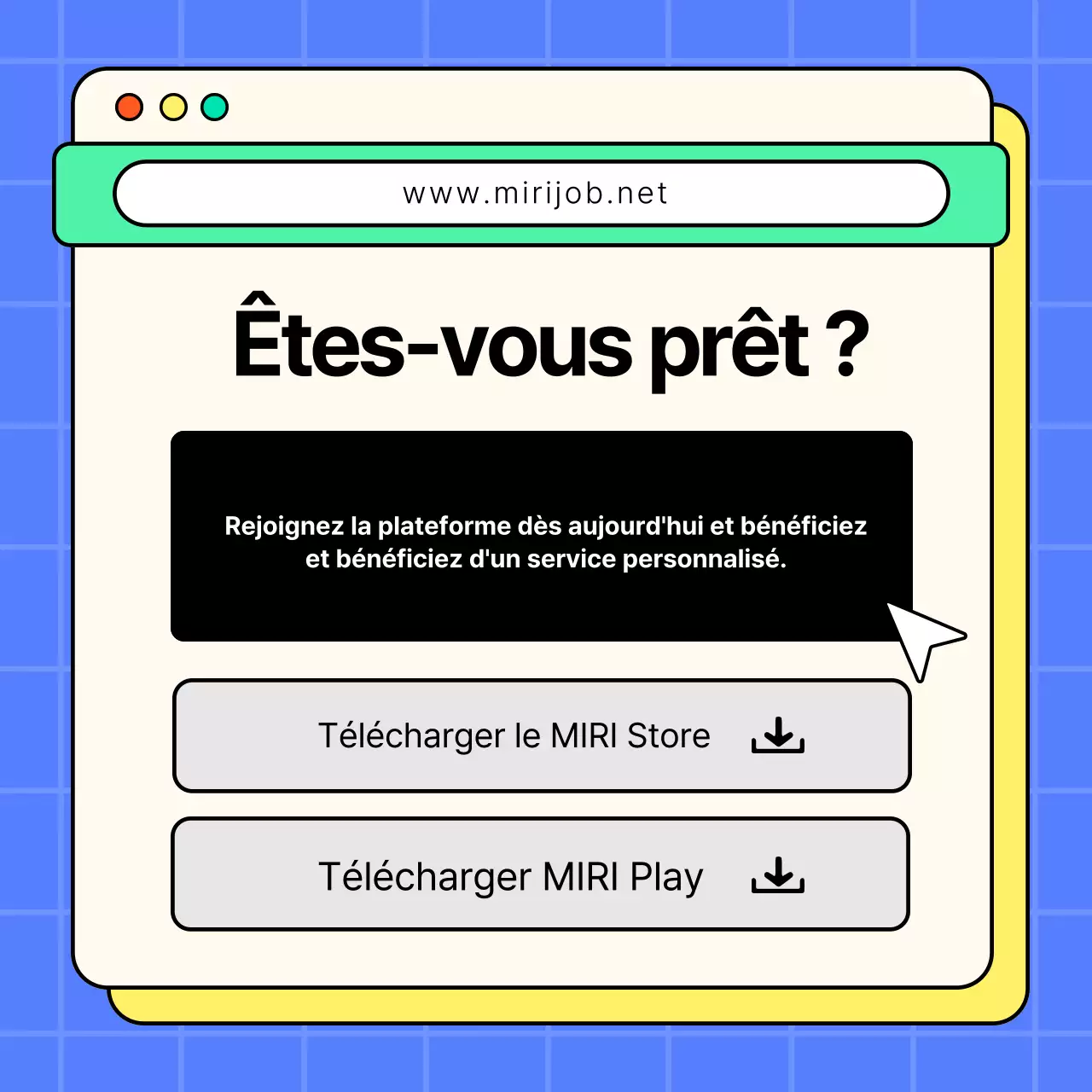 Lettre de motivation pour un emploi correspondant à la tendance, en jaune et bleu