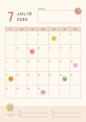 Bonito calendario rosa y naranja.