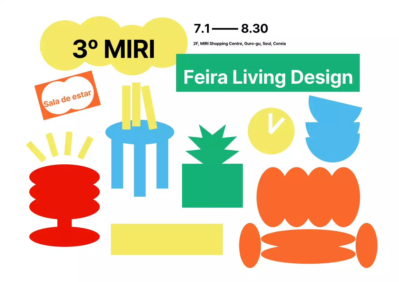 Feira Living Design com gráficos de mobiliário simples