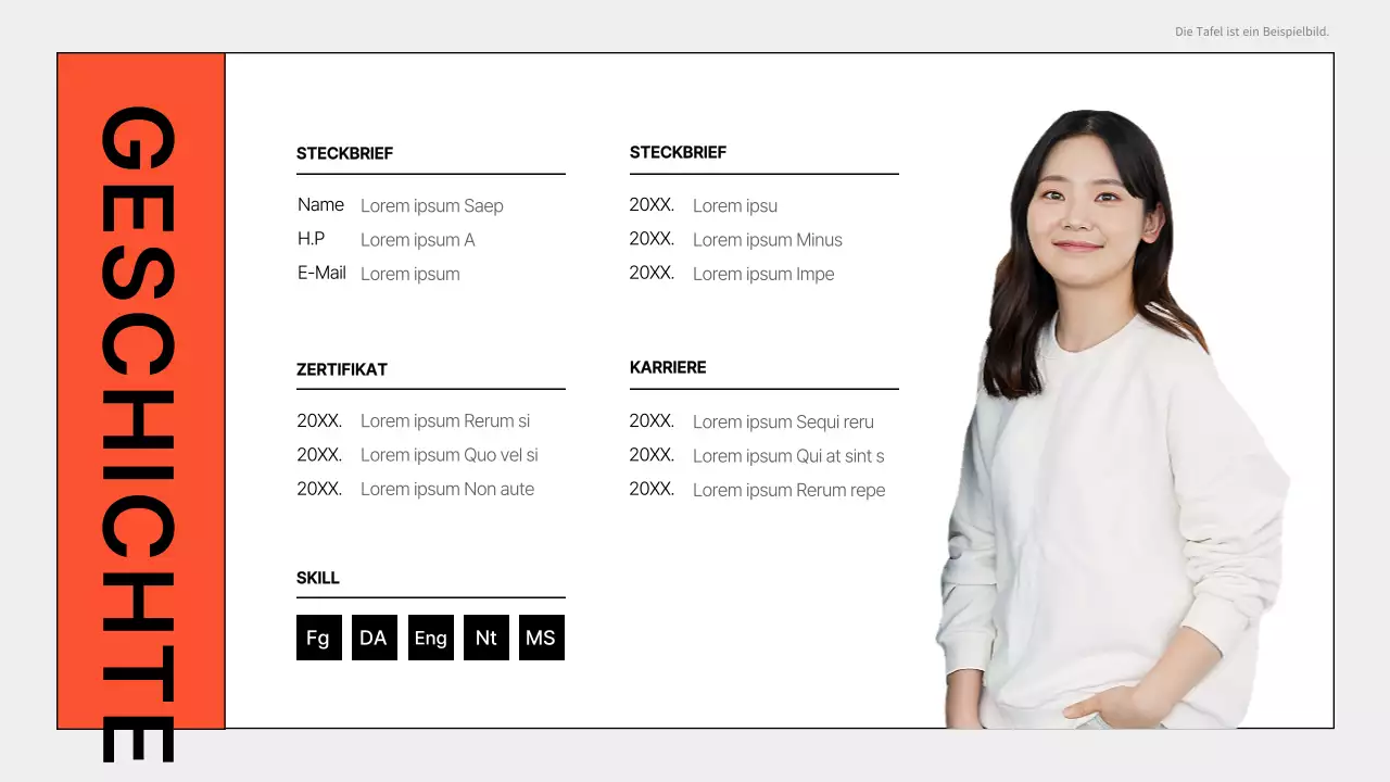 Ein einfaches Portfolio für Vermarkter in Grau und Orange