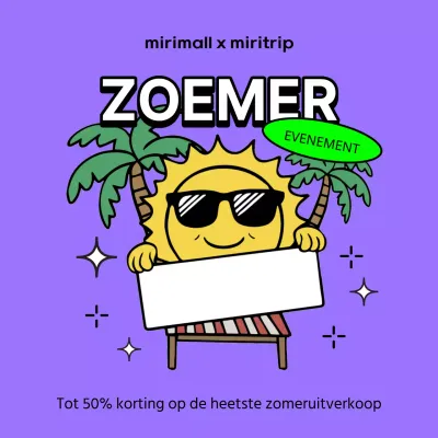 Pop-art advertentie voor zomeruitverkoop in paars en chartreuse