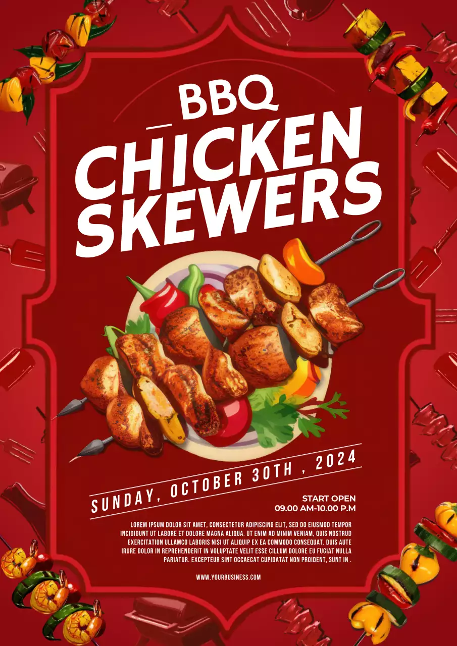 Red Retro Bbq Event Announcement Poster