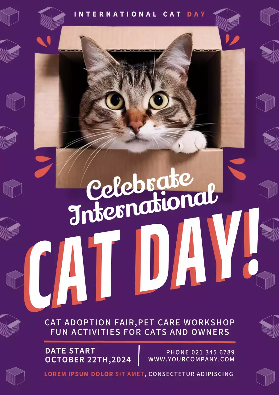 Purple Retro Cat Event Poster