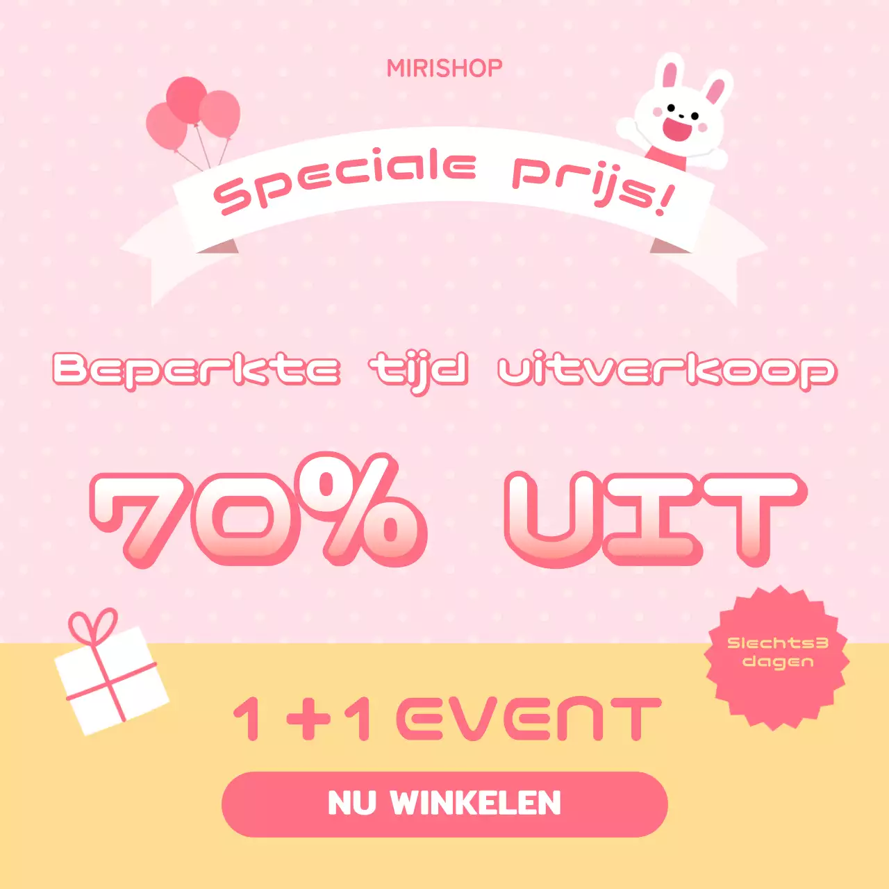 Een eenvoudige roze en gele timesale-post